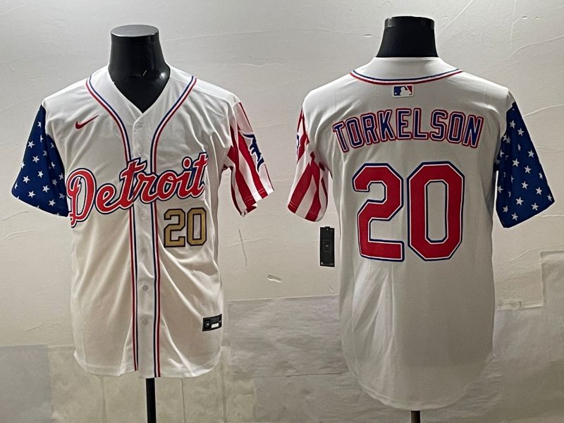 Men Detroit Tigers #20 Torkelson White National Flags 2025 Nike MLB Jersey style 02->seattle seahawks->NFL Jersey